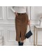 SLIT MIDI BROWN SKIRT